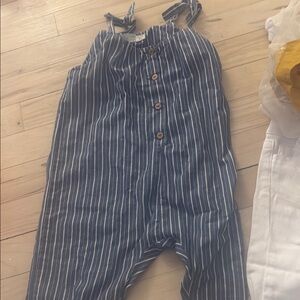 Zara Blue Striped Jumpsuit with Relaxed Fit